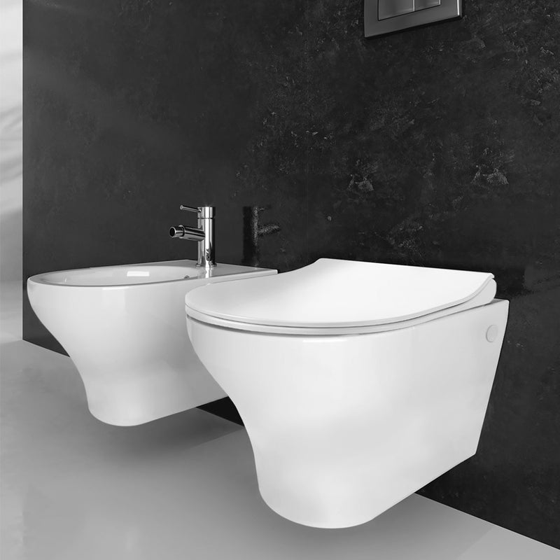 Coppia di sanitari sospesi WC bidet e coprivaso modello Liz di Althea cm 50x36