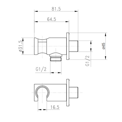 Presa acqua 1/2" tonda con supporto integrato colore nero opaco by CeramicStore | Lo specialista del tuo bagno