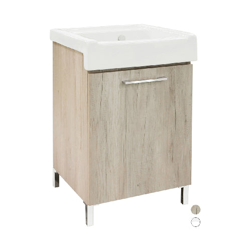 Mobile lavatoio con lavabo in ceramica 1 anta rovere rosa lxp 50x50 cm