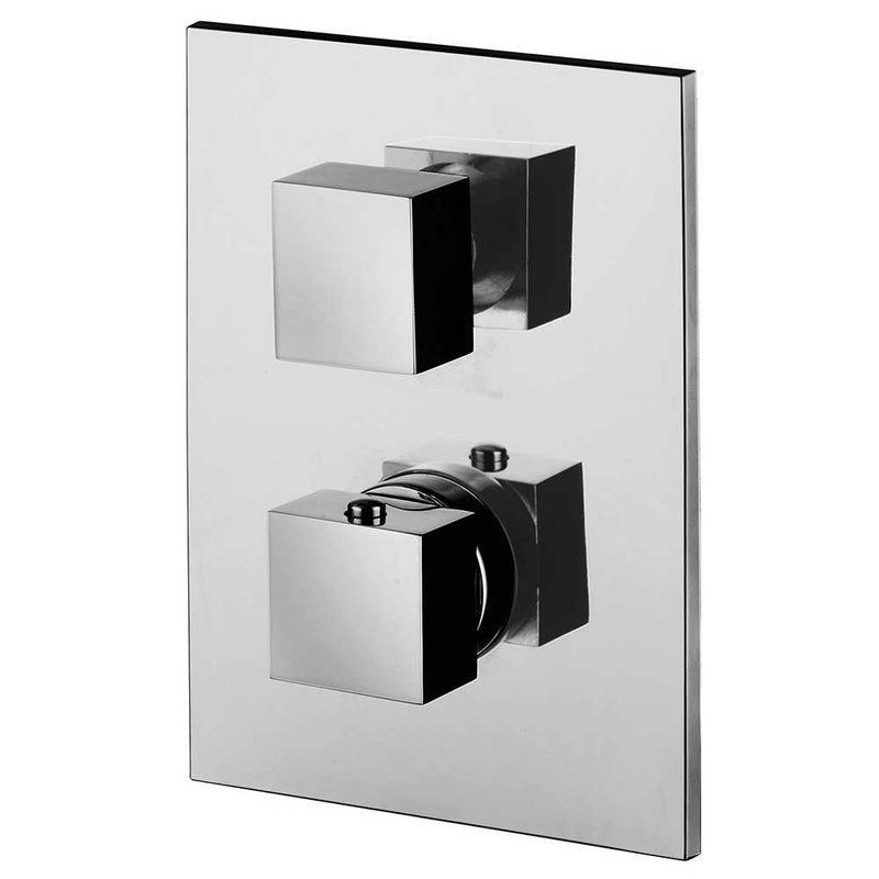 Composizione doccia con soffione tondo 50x22 acciaio inox, set duplex e miscelatore termostatico by CeramicStore | Lo specialista del tuo bagno