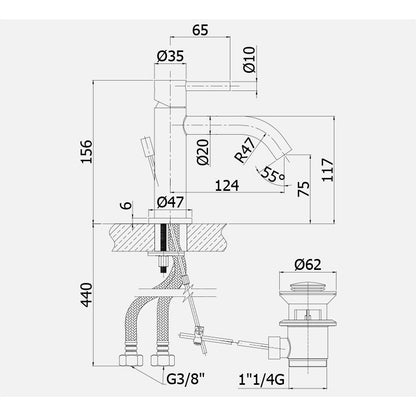 Miscelatore lavabo Paffoni Steel fornito con scarico
