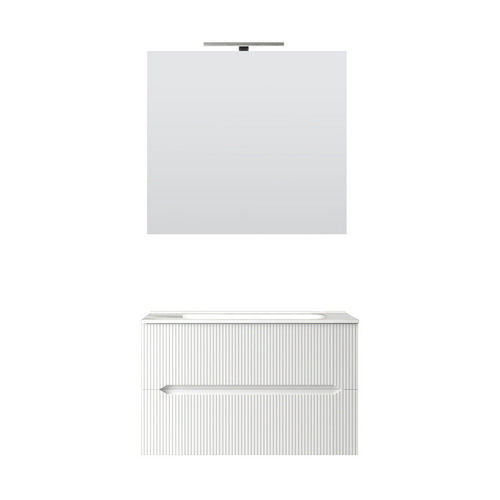 Mobile bagno sospeso linea stick cannettato da 70 cm bianco opaco