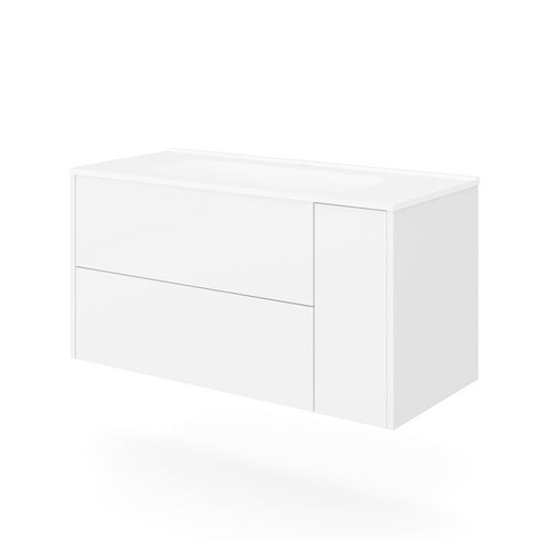 Base sospesa mobile bagno con lavabo mod. trio cm 101x46 rovere oro