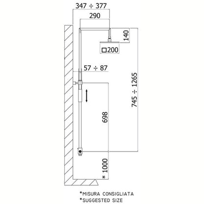 Colonna doccia Paffoni Syncro Plus supporto scorrevole quadrato by CeramicStore | Lo specialista del tuo bagno
