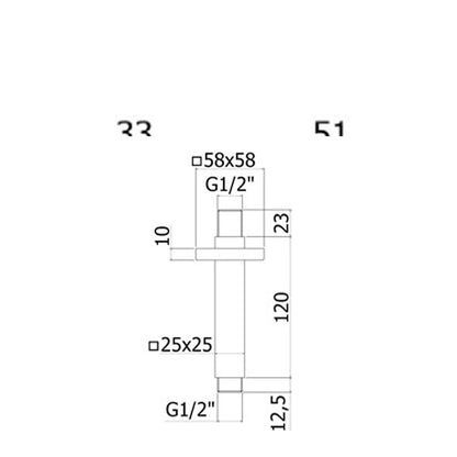 Braccio doccia cromato a soffitto Paffoni design quadrato by CeramicStore | Lo specialista del tuo bagno