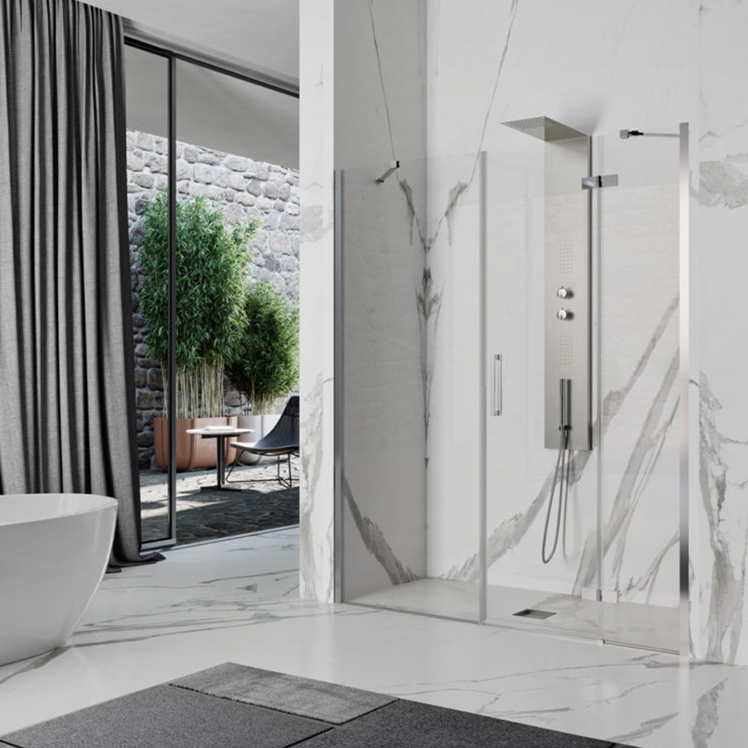 Box doccia a nicchia apertura a battente SINISTRA cm 120+100 modello Atlas in cristallo temperato mm 8 by CeramicStore | Lo specialista del tuo bagno