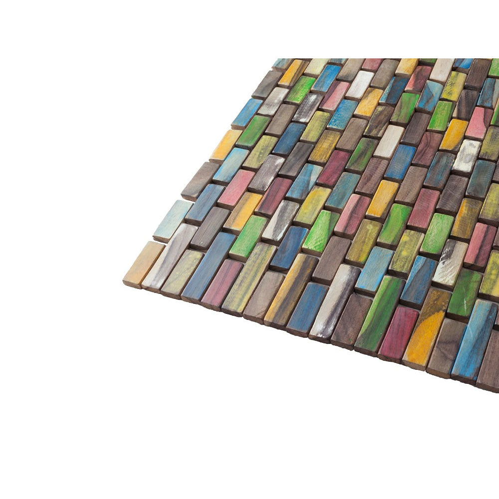 Tappeto modello 'Wood' in listelli di Teak naturale cm 50x90 by Cipi - Multicolor by CeramicStore | Lo specialista del tuo bagno