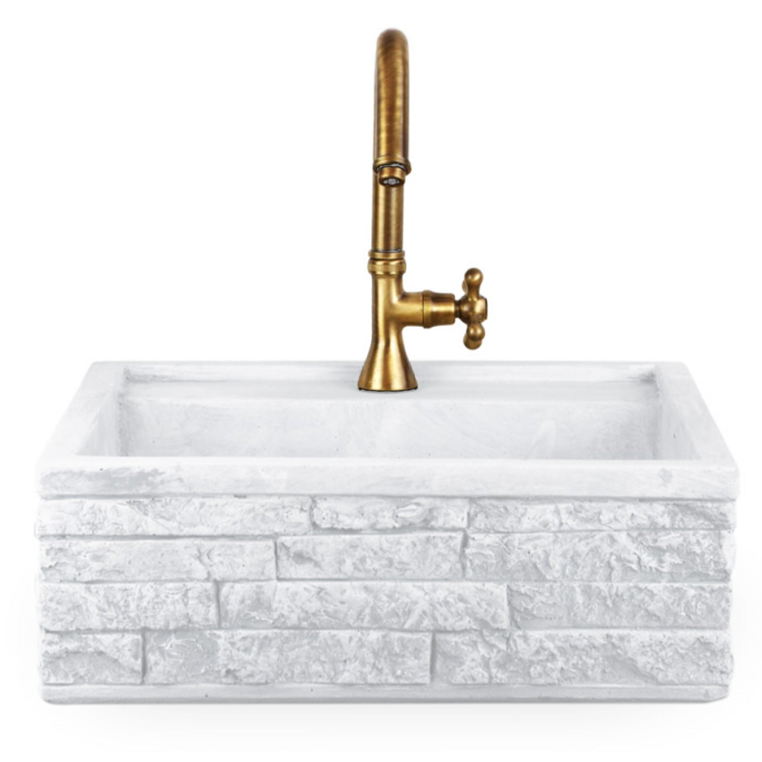 Lavello da esterno in pietra ricostruita bianco cm 45x42x16h cm modello Terra by CeramicStore | Lo specialista del tuo bagno