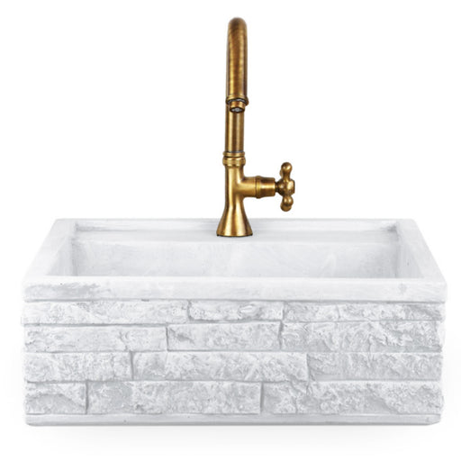 Lavello da esterno in pietra ricostruita bianco cm 45x42x16h cm modello Terra by CeramicStore | Lo specialista del tuo bagno