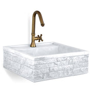 Lavello da esterno in pietra ricostruita bianco cm 45x42x16h cm modello Terra by CeramicStore | Lo specialista del tuo bagno