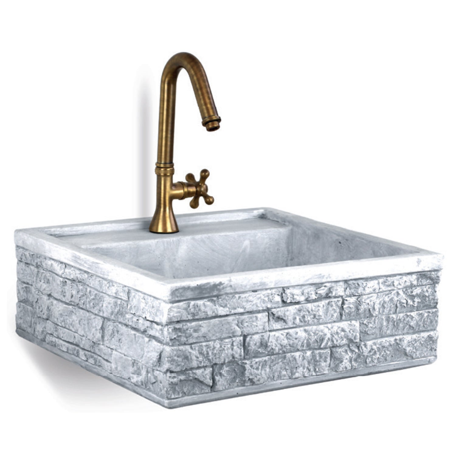 Lavello da esterno in pietra ricostruita grigio cm 45x42x16h cm modello Terra by CeramicStore | Lo specialista del tuo bagno