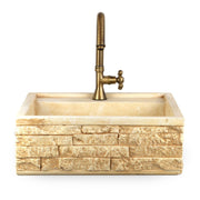 Lavello da esterno in pietra ricostruita nocciola cm 45x42x16h cm modello Terra by CeramicStore | Lo specialista del tuo bagno