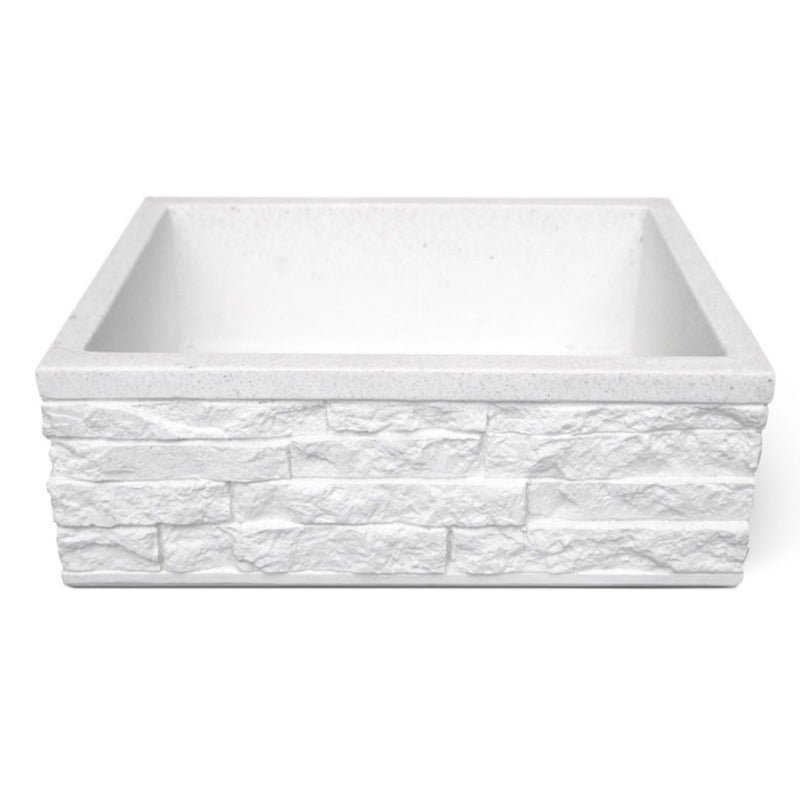 Lavello da esterno in pietra ricostruita bianco cm 45x35x16h cm modello Altopiano by CeramicStore | Lo specialista del tuo bagno