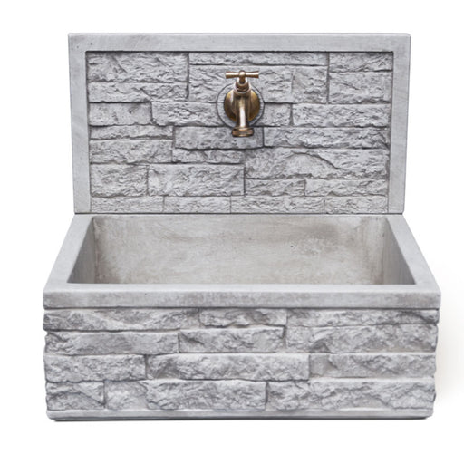 Lavello da esterno in cemento con para schizzi grigio cm 45x35x16h cm modello Q-Altopiano by CeramicStore | Lo specialista del tuo bagno