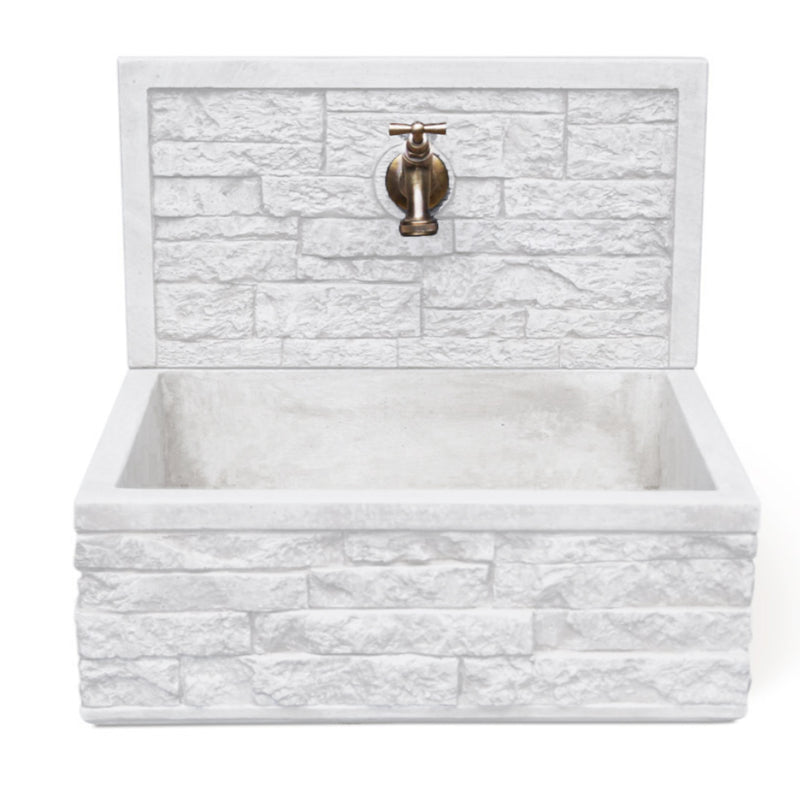 Lavello da esterno in cemento con para schizzi bianco cm 45x35x16h cm modello Q-Altopiano by CeramicStore | Lo specialista del tuo bagno