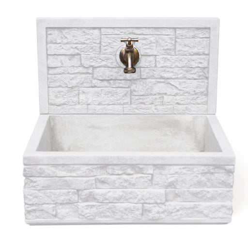 Lavello da esterno in cemento con para schizzi bianco cm 45x35x16h cm modello Q-Altopiano by CeramicStore | Lo specialista del tuo bagno