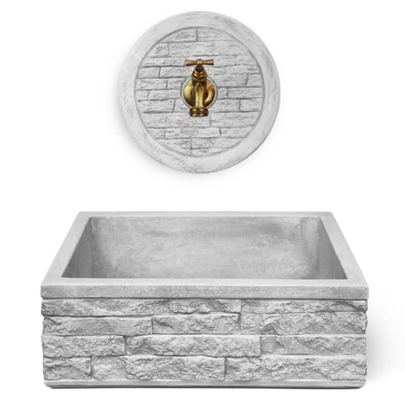 Lavello da esterno in cemento con rosone para schizzi grigio cm 45x35x16h cm modello R-Altopiano by CeramicStore | Lo specialista del tuo bagno