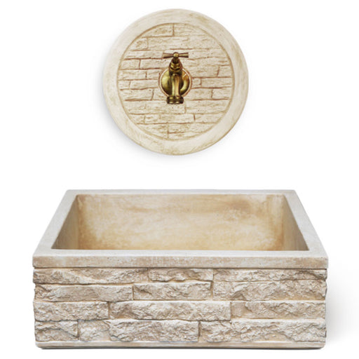 Lavello da esterno in cemento con rosone para schizzi nocciola cm 45x35x16h cm modello R-Altopiano by CeramicStore | Lo specialista del tuo bagno