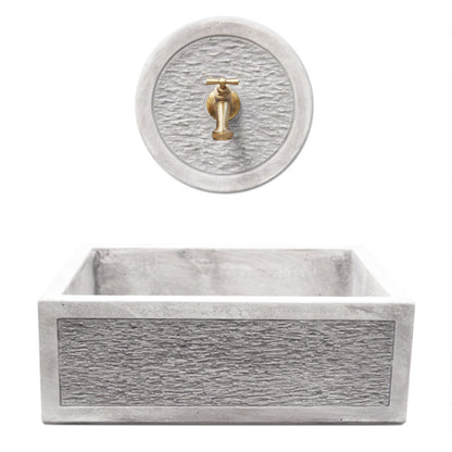 Acquaio da giardino in cemento con rosone para schizzi Grigio cm 45x35x16h cm modello R-Best by CeramicStore | Lo specialista del tuo bagno