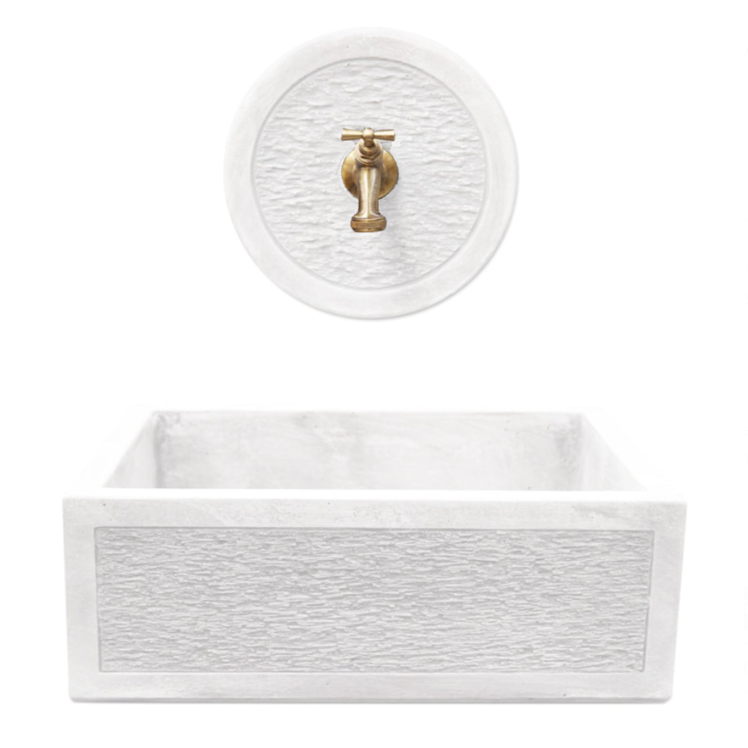 Acquaio da giardino in cemento con rosone para schizzi bianco cm 45x35x16h cm modello R-Best by CeramicStore | Lo specialista del tuo bagno
