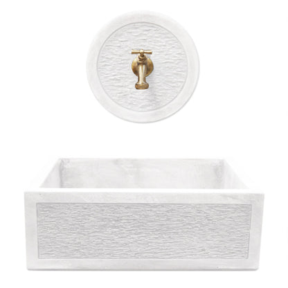 Acquaio da giardino in cemento con rosone para schizzi bianco cm 45x35x16h cm modello R-Best by CeramicStore | Lo specialista del tuo bagno