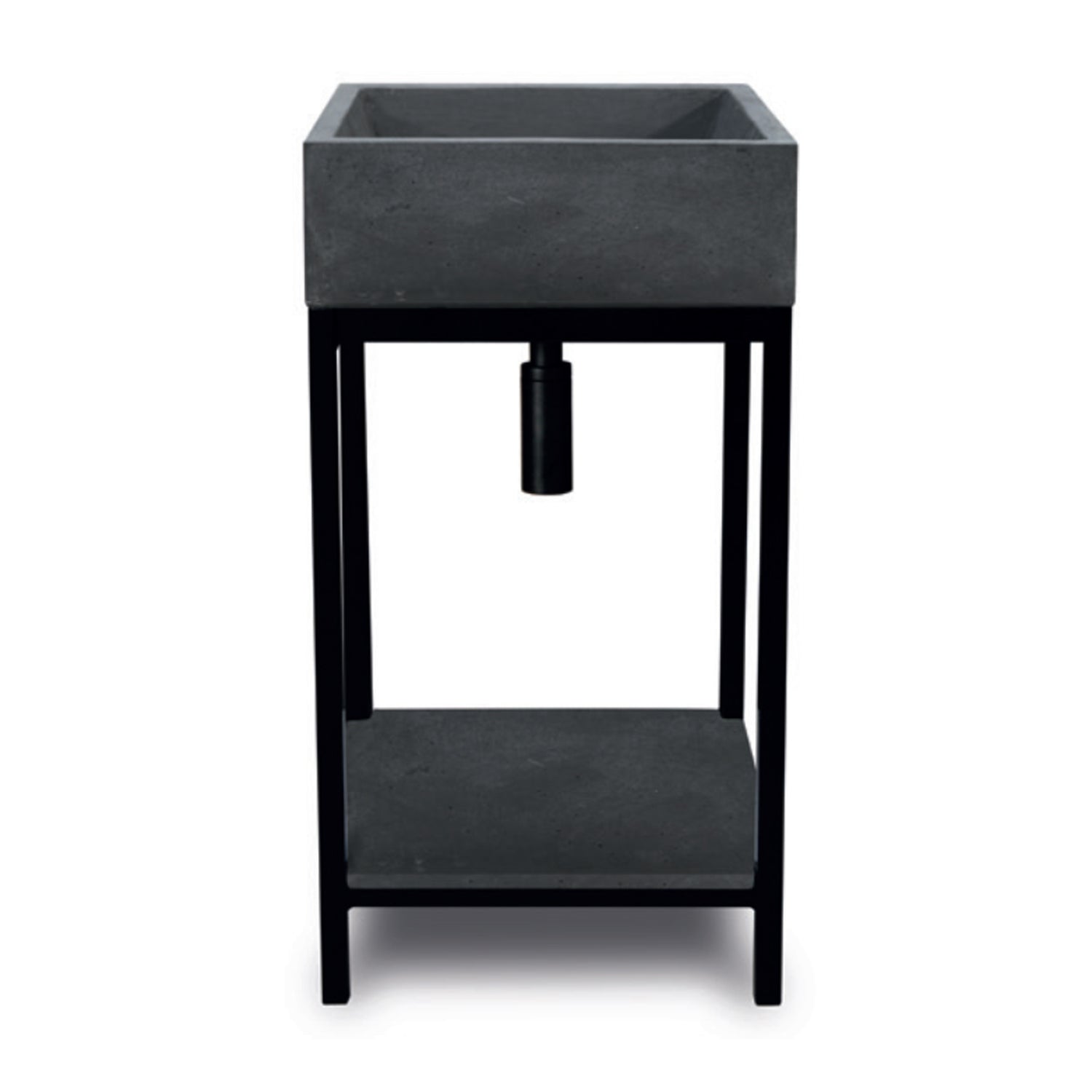 Supporto in metallo nero per acquai con mensola in cemento antracite cm 44x74,5h Modello Prop by CeramicStore | Lo specialista del tuo bagno