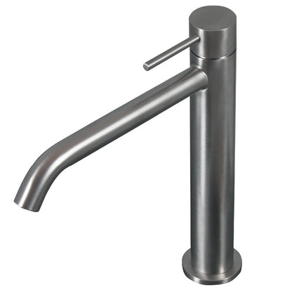 Rubinetto miscelatore Lavabo Medio in acciaio inox 316L Finitura Spazzolata senza scarico Tubico Tevere
