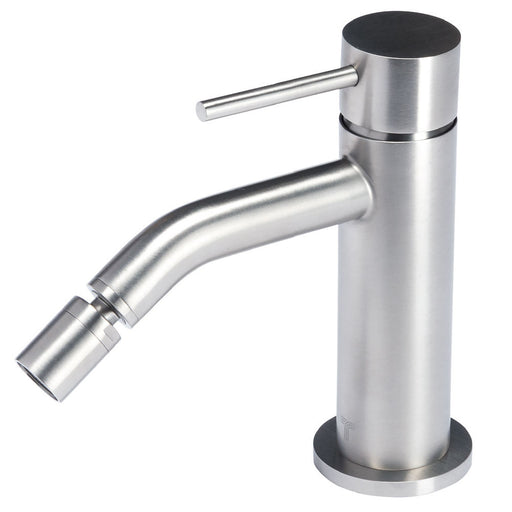Rubinetto miscelatore Bidet in acciaio inox 316L Finitura Spazzolata senza scarico Tubico Tevere by CeramicStore | Lo specialista del tuo bagno