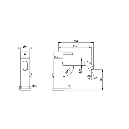 Rubinetto miscelatore Lavabo con scarico  in acciaio inox Finitura Spazzolata con Maniglia color Perla Tubico Colorado