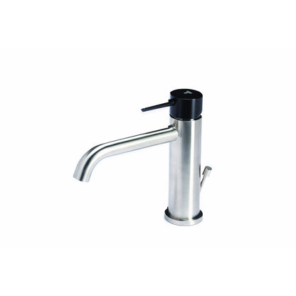 Rubinetto miscelatore Lavabo con scarico  in acciaio inox Finitura Spazzolata con Maniglia colore Carbone Tubico Colorado