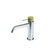 Rubinetto miscelatore Lavabo senza scarico  in acciaio inox Finitura Spazzolata con Maniglia colore Ulivo Tubico Colorado