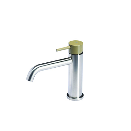 Rubinetto miscelatore Lavabo senza scarico  in acciaio inox Finitura Spazzolata con Maniglia colore Ulivo Tubico Colorado
