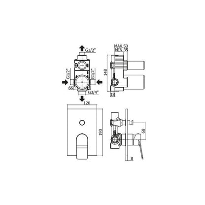 Set soffione doccia quadrato e braccio doccia quadrato con miscelatore incasso tilt e set duplex doccia Cromo Paffoni by CeramicStore | Lo specialista del tuo bagno