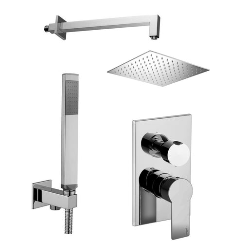Set soffione doccia quadrato e braccio doccia quadrato con miscelatore incasso tango e set duplex doccia Cromo Paffoni by CeramicStore | Lo specialista del tuo bagno