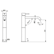 Rubinetto miscelatore Lavabo Alto senza scarico  in acciaio inox Finitura Spazzolata con Maniglia colore Carbone Tubico Colorado