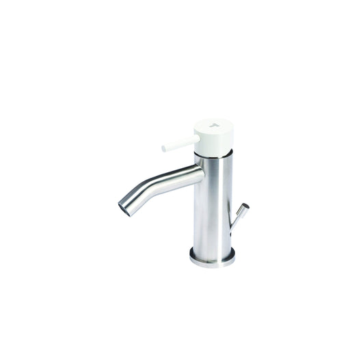 Rubinetto miscelatore Bidet con scarico in acciaio inox Finitura Spazzolata con Maniglia color Perla Tubico Colorado by CeramicStore | Lo specialista del tuo bagno