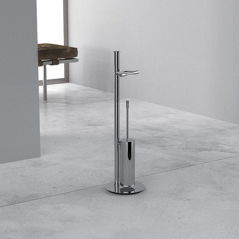 Piantana con porta rotolo e porta scopino in ottone cromato Isole di Colombo Design by CeramicStore | Lo specialista del tuo bagno