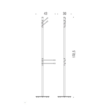 Piantana con 2 portasalviette e 2 appendini in ottone cromato Isole di Colombo Design