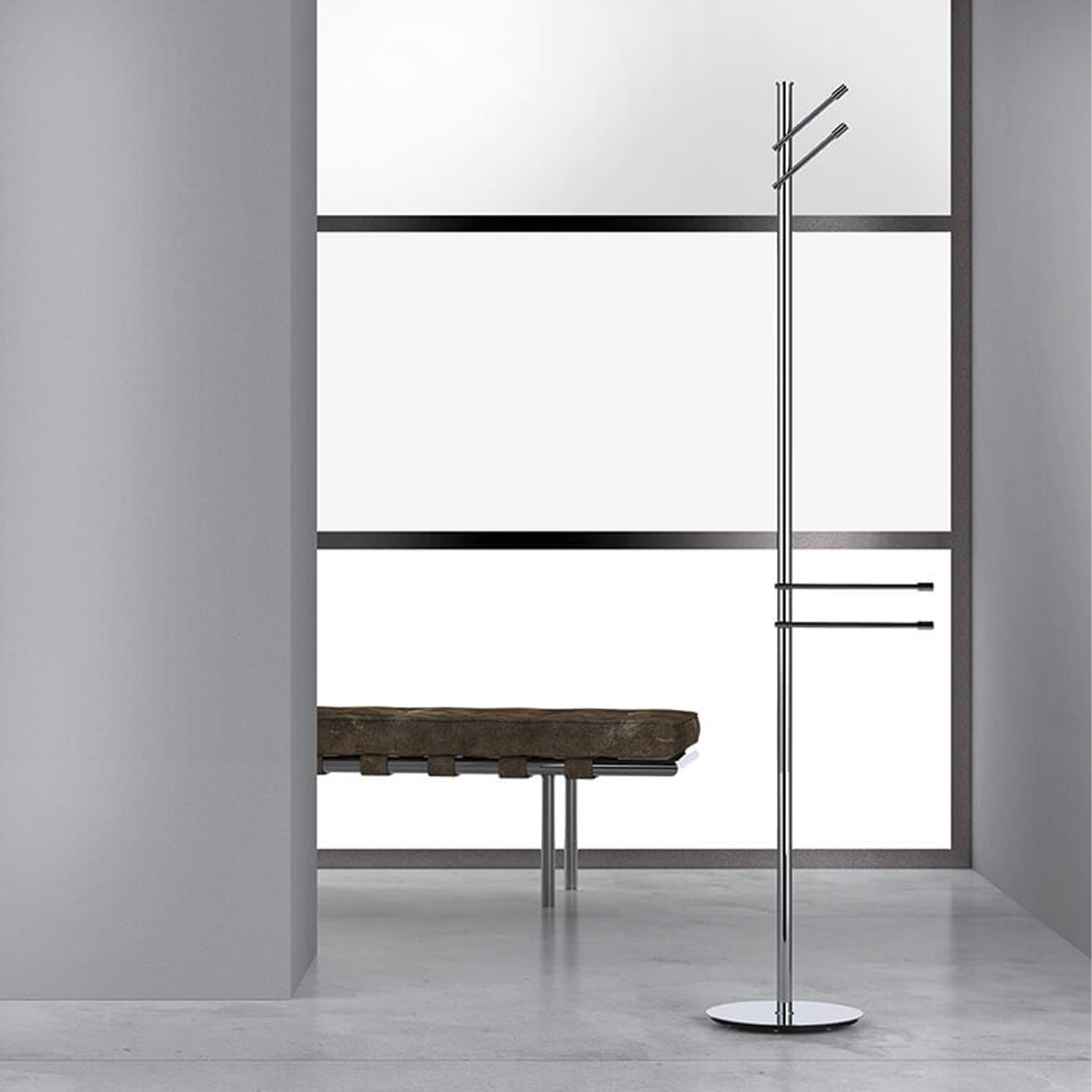 Piantana con 2 portasalviette e 2 appendini in ottone cromato Isole di Colombo Design