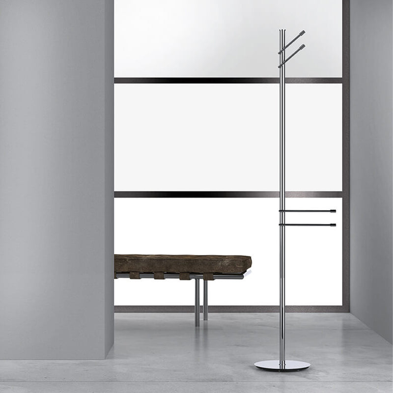 Piantana con 2 portasalviette e 2 appendini in ottone cromato Isole di Colombo Design