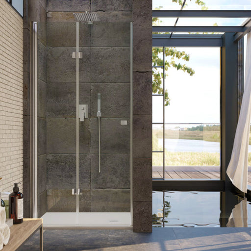 Porta doccia con apertura a soffietto da 70 cm in cristallo trasparente temperato 6 mm by CeramicStore | Lo specialista del tuo bagno