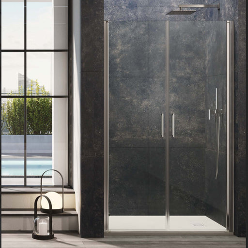 Porta doccia modello Ermes con apertura saloon da 80 cm in cristallo trasparente temperato da 6 mm by CeramicStore | Lo specialista del tuo bagno