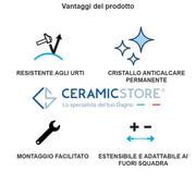 Porta doccia modello Ermes con apertura saloon da 115 cm in cristallo trasparente temperato da 6 mm by CeramicStore | Lo specialista del tuo bagno