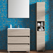 Composizione bagno con lavabo specchio e colonna modello KoraXL01 110 cm Olmo Rousseau by CeramicStore | Lo specialista del tuo bagno