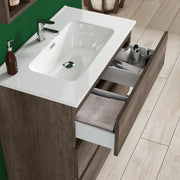 Composizione bagno con lavabo e specchio contenitore modello KoraXL04 80 cm Rovere Scuro by CeramicStore | Lo specialista del tuo bagno