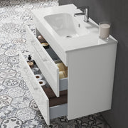 Mobile bagno sospeso con lavabo e specchio contenitore illuminato color Bianco Lucido modello Gio' 03 80 cm by CeramicStore | Lo specialista del tuo bagno