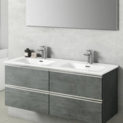Composizione di mobili bagno sospesi con doppio lavabo e specchio modello York02 120 cm Cemento by CeramicStore | Lo specialista del tuo bagno