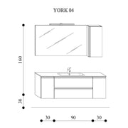Composizione bagno sospesa con lavabo pensile e specchio modello York04 150 cm Rovere Nabucco by CeramicStore | Lo specialista del tuo bagno