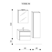 Composizione bagno sospesa con lavabo colonna e specchio contenitore modello York06 100 cm Bianco Lucido by CeramicStore | Lo specialista del tuo bagno