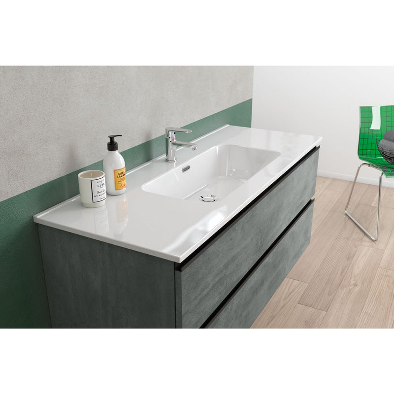 Composizione bagno sospesa con lavabo e specchio retroilluminato York07 120x46x190h cm Cemento by CeramicStore | Lo specialista del tuo bagno